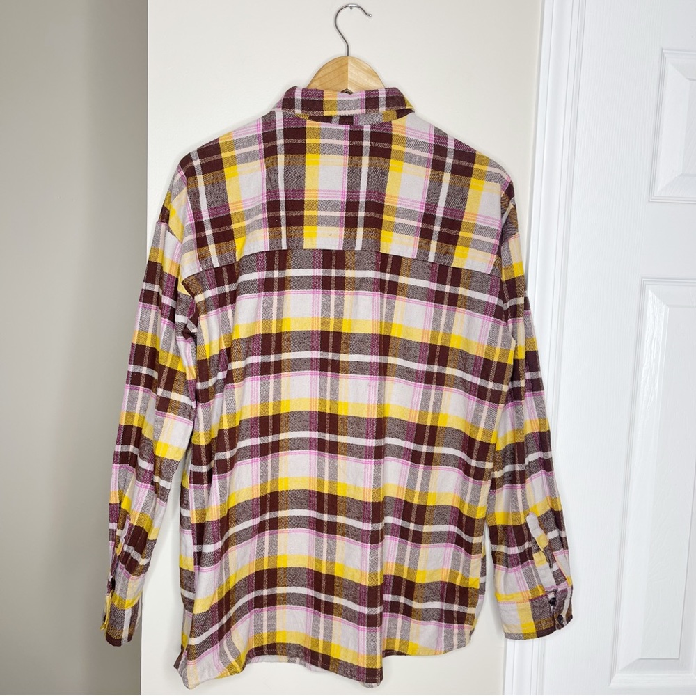 wild fable Brown, Yellow, & Pink Plaid Flannel - Picture 6 of 7